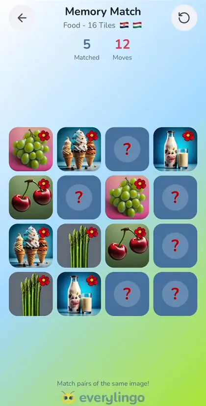 Memory Match game screen